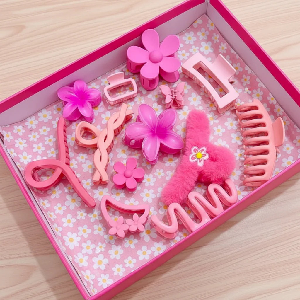 10pcs Pink Claw Clips Bundle