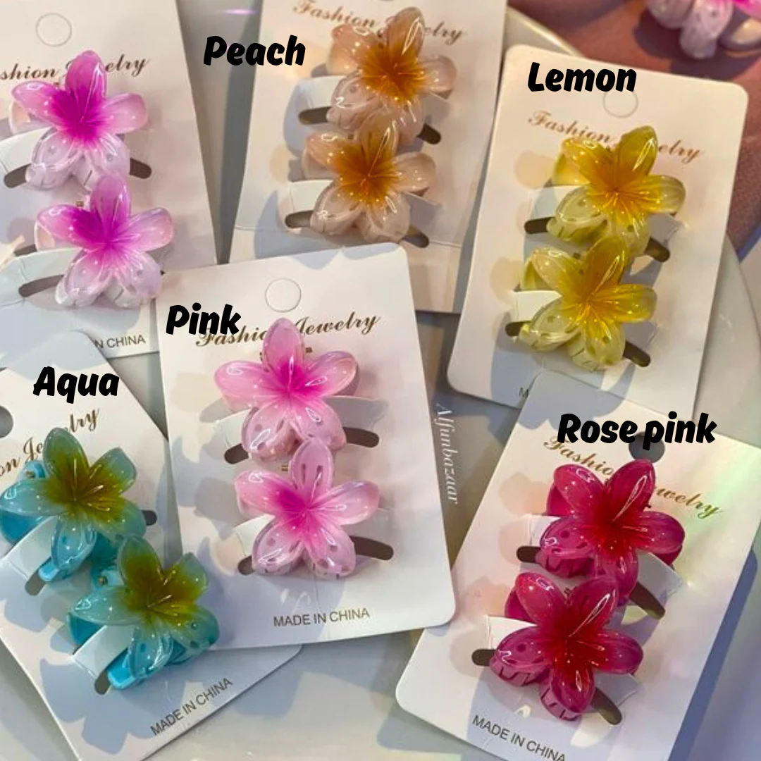 2pcs Small Gradient Flower Clips - Image 3