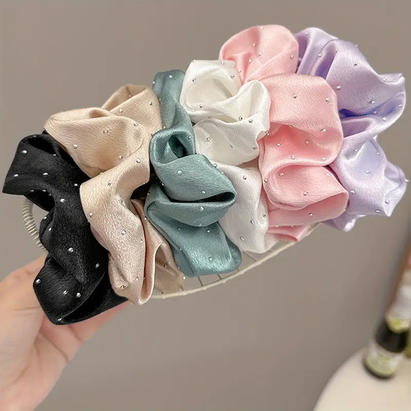 4pcs Rhinestones Scrunchies Set