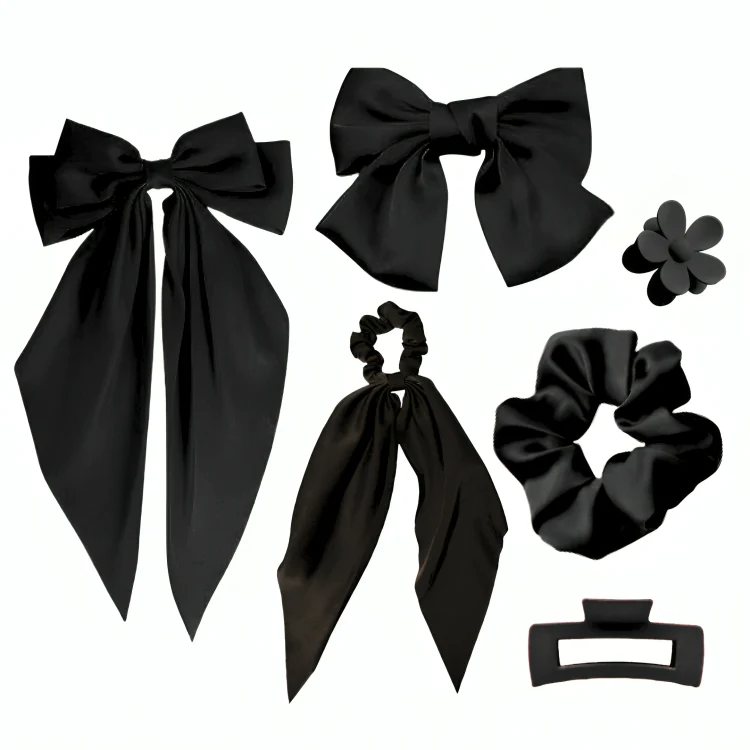 6pcs Black Hair Accessories Bundle