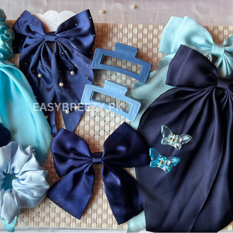 12pcs Blue Hair Accessories Bundle