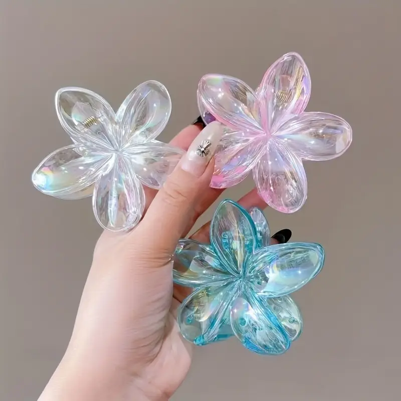 Crystal flower claw clips