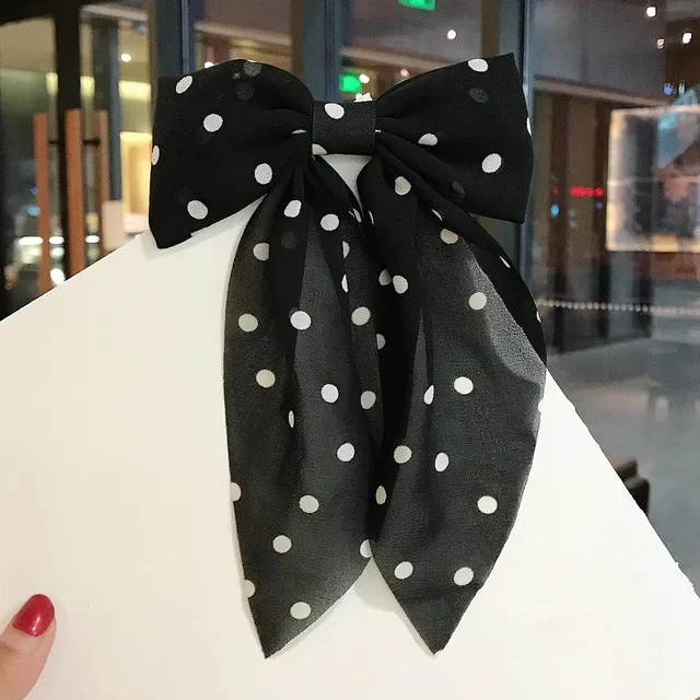 Hair Bow in Polka Dot Print - Image 4