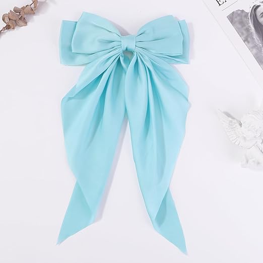 Turquoise & Lilac Long Tail Bow Clip (PACK OF 2) - Image 4