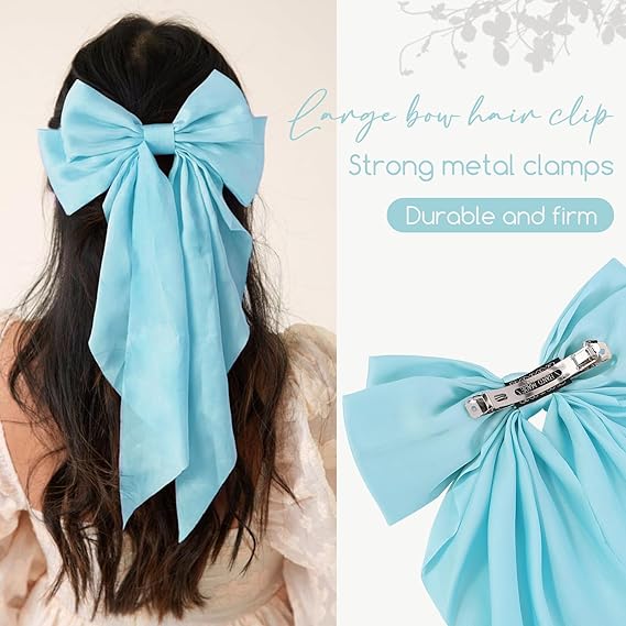 Turquoise & Lilac Long Tail Bow Clip (PACK OF 2) - Image 5